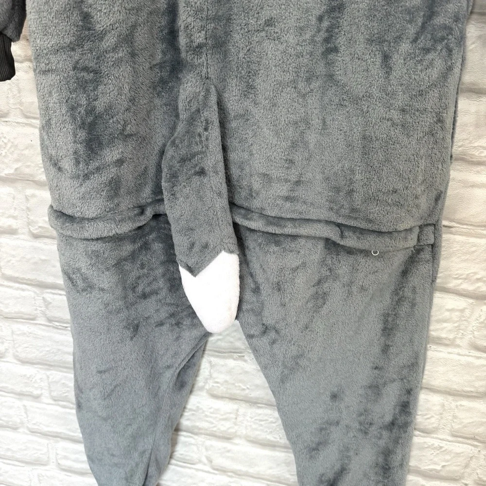 Kids Wolf One-Piece Halloween Costume Sz 6-10 Gray Warm Body Suit Fast Shipping!
